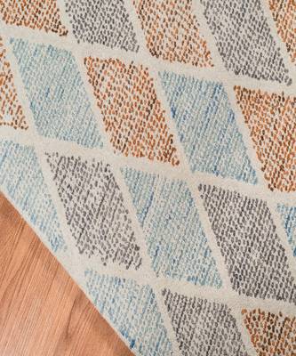 Aqua Wool Vector 7.6x9.6 Feet  Hand-Tufted by Saraswati Global 7