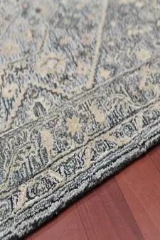 Steel Blue Woolviscose Vestige 3.6X5.6 Feet  Hand-Tufted by Saraswati Global