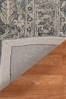 Steel Blue Woolviscose Vestige 5X7.6 Feet  Hand-Tufted by Saraswati Global