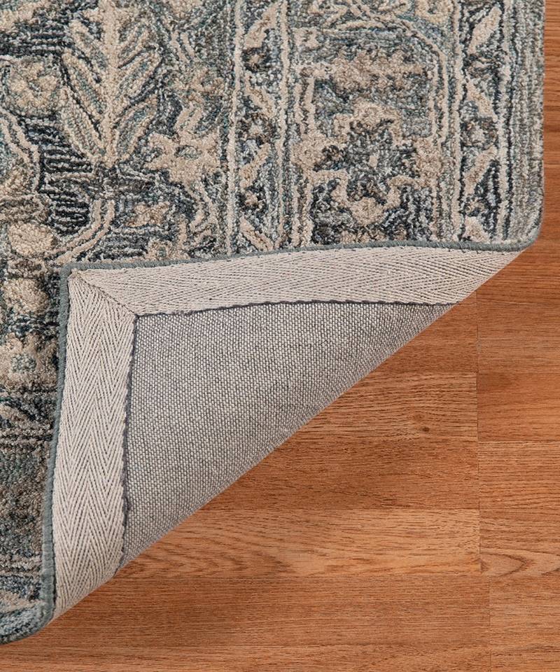 Steel Blue Woolviscose Vestige 5X7.6 Feet  Hand-Tufted by Saraswati Global