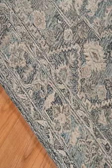 Steel Blue Woolviscose Vestige 5X7.6 Feet  Hand-Tufted by Saraswati Global