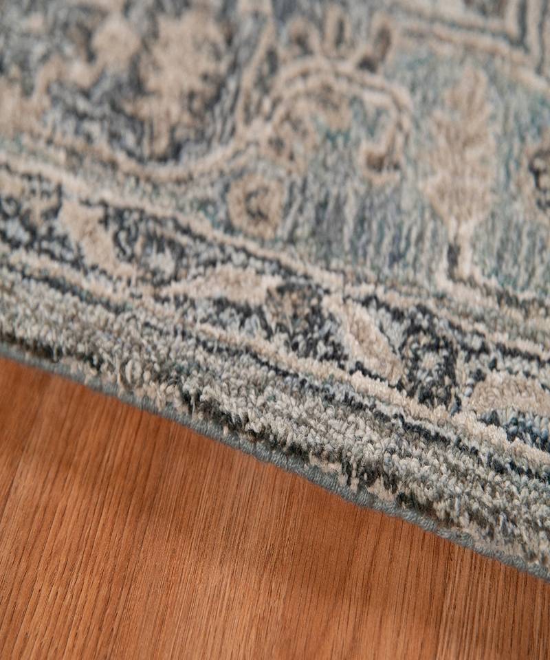Steel Blue Woolviscose Vestige 5X7.6 Feet  Hand-Tufted by Saraswati Global