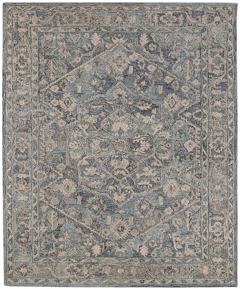 Steel Blue Woolviscose Vestige 5X7.6 Feet  Hand-Tufted by Saraswati Global
