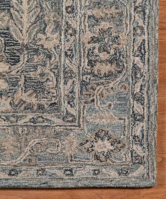 Steel Blue Woolviscose Vestige 5X7.6 Feet  Hand-Tufted by Saraswati Global 7