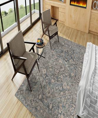 Steel Blue Woolviscose Vestige 8X10 Feet  Hand-Tufted by Saraswati Global 1