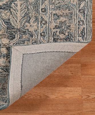 Steel Blue Woolviscose Vestige 8X10 Feet  Hand-Tufted by Saraswati Global 3