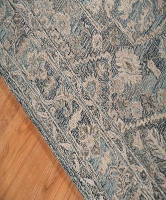 Steel Blue Woolviscose Vestige 8X10 Feet  Hand-Tufted by Saraswati Global 4