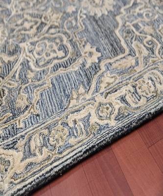 Denim-Gray Woolviscose Vestige 3.6X5.6 Feet  Hand-Tufted by Saraswati Global 4