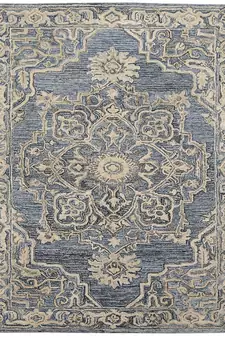 Denim-Gray Woolviscose Vestige 3.6X5.6 Feet  Hand-Tufted by Saraswati Global