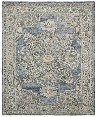 Denim-Gray Woolviscose Vestige 5X7.6 Feet  Hand-Tufted by Saraswati Global 3