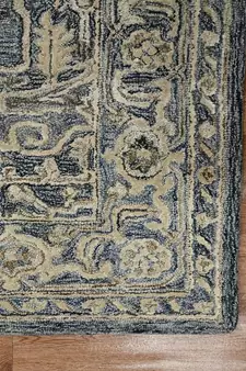 Denim-Gray Woolviscose Vestige 5X7.6 Feet  Hand-Tufted by Saraswati Global