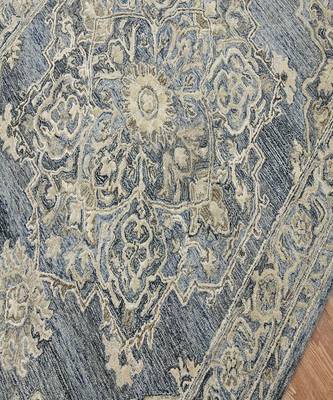 Denim-Gray Woolviscose Vestige 8X10 Feet  Hand-Tufted by Saraswati Global 6
