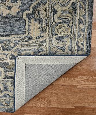 Denim-Gray Woolviscose Vestige 8X10 Feet  Hand-Tufted by Saraswati Global 7