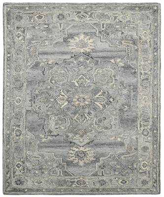 Gray Woolviscose Vestige 5X7.6 Feet  Hand-Tufted by Saraswati Global 3