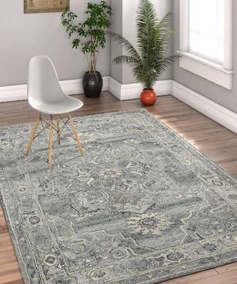 Gray Woolviscose Vestige 5X7.6 Feet  Hand-Tufted by Saraswati Global 1