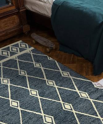 Navy Woolcotton Vista 4x6 Feet  Hand-Tufted by Saraswati Global 1