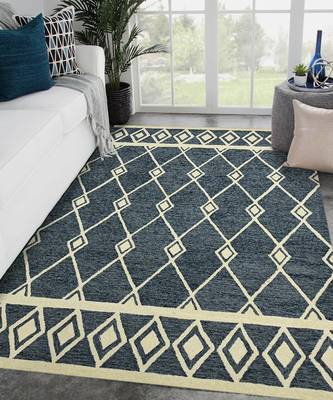 Navy Woolcotton Vista 5x8 Feet  Hand-Tufted by Saraswati Global 1