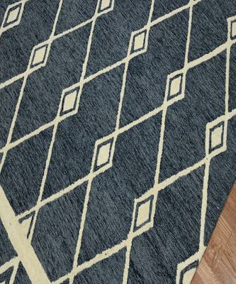 Navy Woolcotton Vista 8X10 Feet  Hand-Tufted by Saraswati Global 4