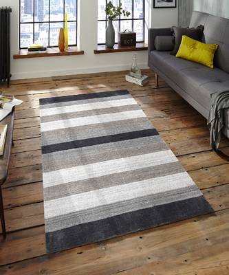 Charcoal Blended  Wool Blend 4X6 Feet  Hand-Woven by Saraswati Global 1