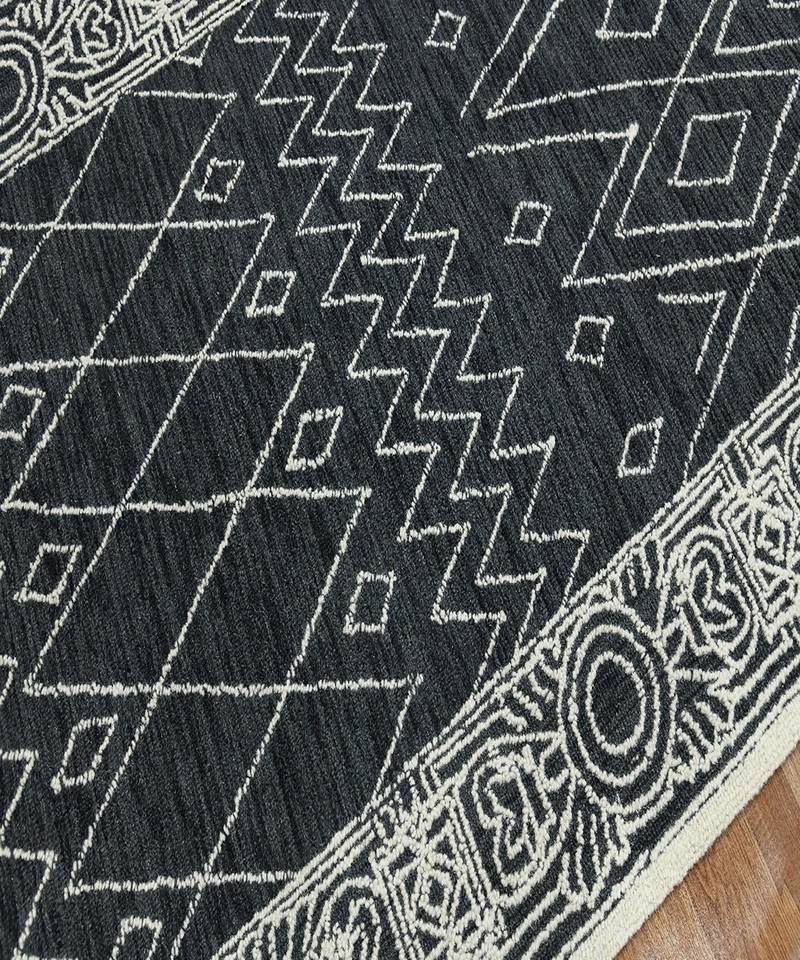 CHARCOAL Wool BERLIN 5X8 Feet  Hand-Woven by Saraswati Global