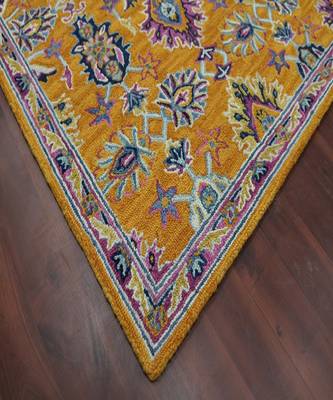 ORANGE Wool BOHO 5X8 Feet  Hand-Tufted by Saraswati Global 2