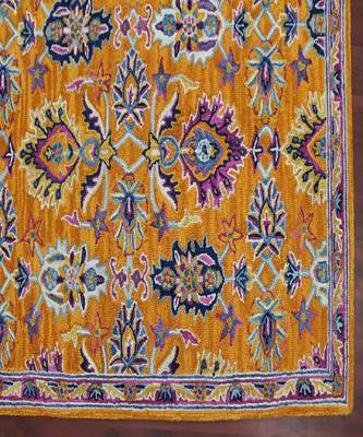 ORANGE Wool BOHO 5X8 Feet  Hand-Tufted by Saraswati Global 3