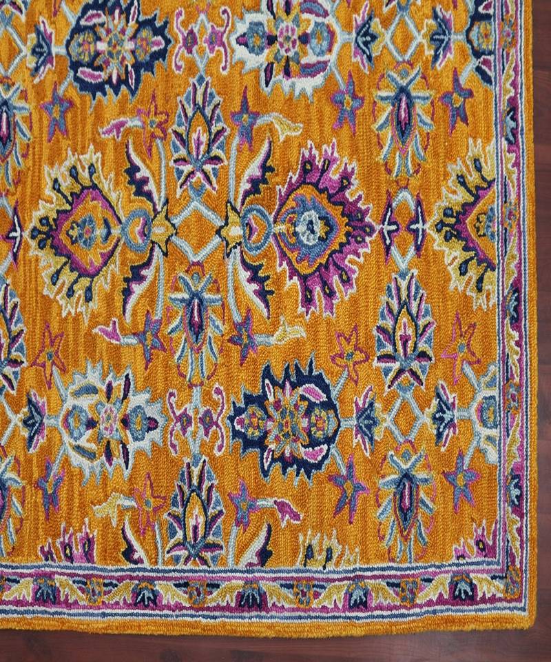 ORANGE Wool BOHO 5X8 Feet  Hand-Tufted by Saraswati Global