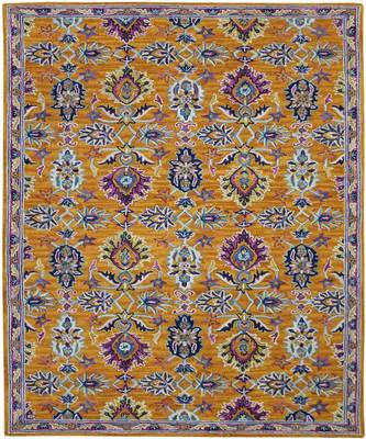 ORANGE Wool BOHO 5X8 Feet  Hand-Tufted by Saraswati Global 4