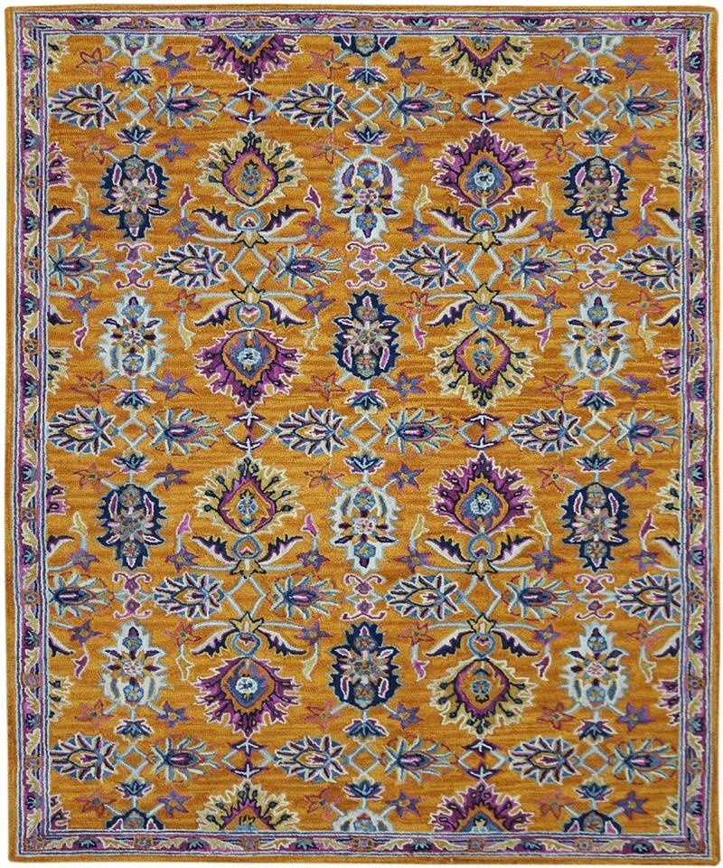 ORANGE Wool BOHO 5X8 Feet  Hand-Tufted by Saraswati Global