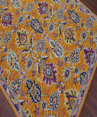 ORANGE Wool BOHO 5X8 Feet  Hand-Tufted by Saraswati Global 5