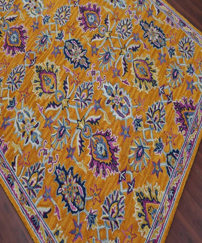 ORANGE Wool BOHO 5X8 Feet  Hand-Tufted by Saraswati Global