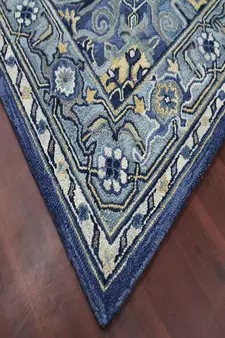 STEEL BLUE Wool BOHO 7.6X9.6 Feet  Hand-Tufted by Saraswati Global