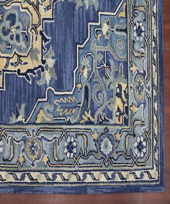 STEEL BLUE Wool BOHO 7.6X9.6 Feet  Hand-Tufted by Saraswati Global 3