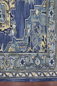 STEEL BLUE Wool BOHO 7.6X9.6 Feet  Hand-Tufted by Saraswati Global