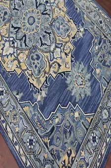 STEEL BLUE Wool BOHO 7.6X9.6 Feet  Hand-Tufted by Saraswati Global