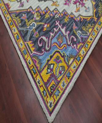 IVORY Wool BOHO 7.6X9.6 Feet  Hand-Tufted by Saraswati Global 2