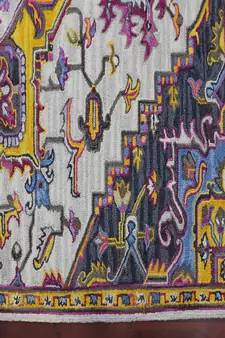 IVORY Wool BOHO 7.6X9.6 Feet  Hand-Tufted by Saraswati Global