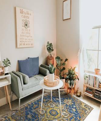 PASTEL BLUE Wool BOHO 5X8 Feet  Hand-Tufted by Saraswati Global 1