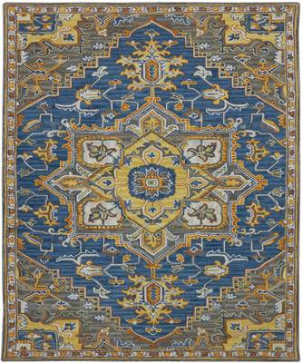PASTEL BLUE Wool BOHO 5X8 Feet  Hand-Tufted by Saraswati Global 4