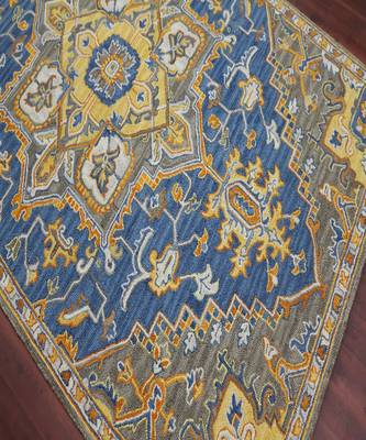 PASTEL BLUE Wool BOHO 5X8 Feet  Hand-Tufted by Saraswati Global 5