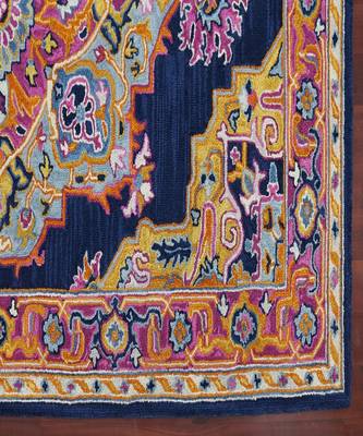 NAVY Wool BOHO 7.6X9.6 Feet  Hand-Tufted by Saraswati Global 2