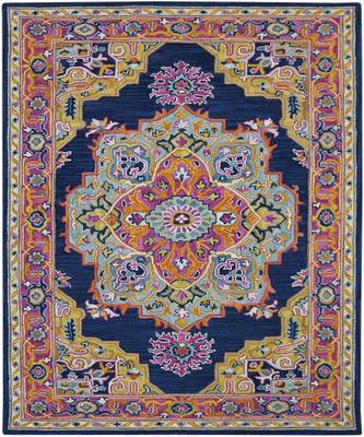 NAVY Wool BOHO 7.6X9.6 Feet  Hand-Tufted by Saraswati Global 4