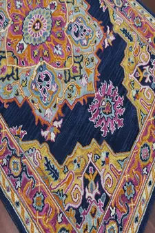 NAVY Wool BOHO 7.6X9.6 Feet  Hand-Tufted by Saraswati Global