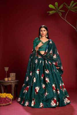 Multi Lace Banglori silk  Semi Stitched Lehenga Choli With Dupatta 1