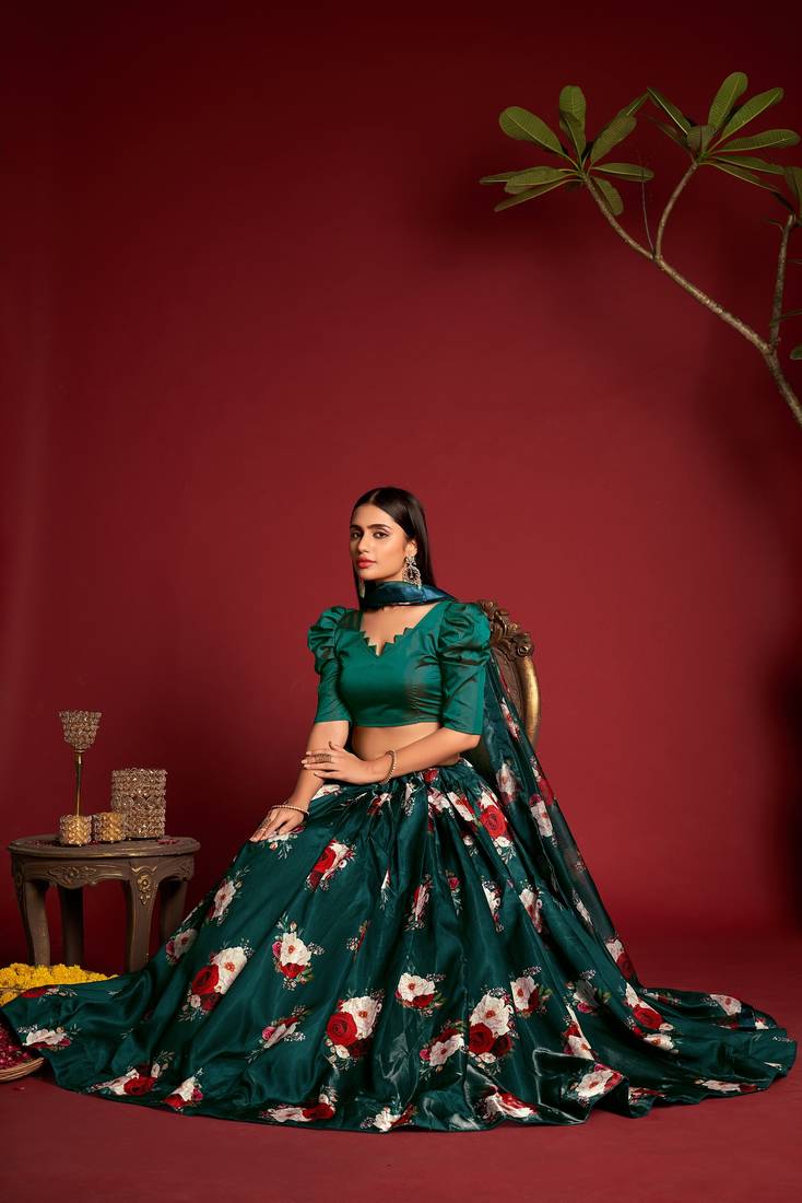 Multi Lace Banglori silk  Semi Stitched Lehenga Choli With Dupatta