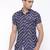 Blue printed chiffon mens-casual-shirts