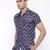 Blue printed chiffon mens-casual-shirts