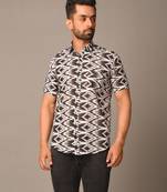 Black printed cotton mens-casual-shirts