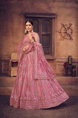 DustyPink  Net Semi Stitched Lehenga Choli With Dupatta 1