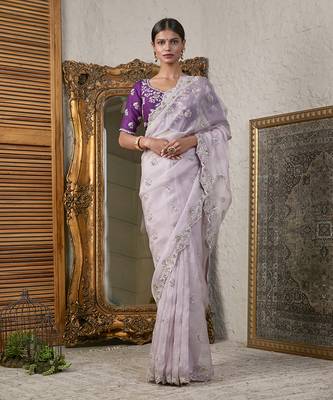 Lavender Organza Saree 1